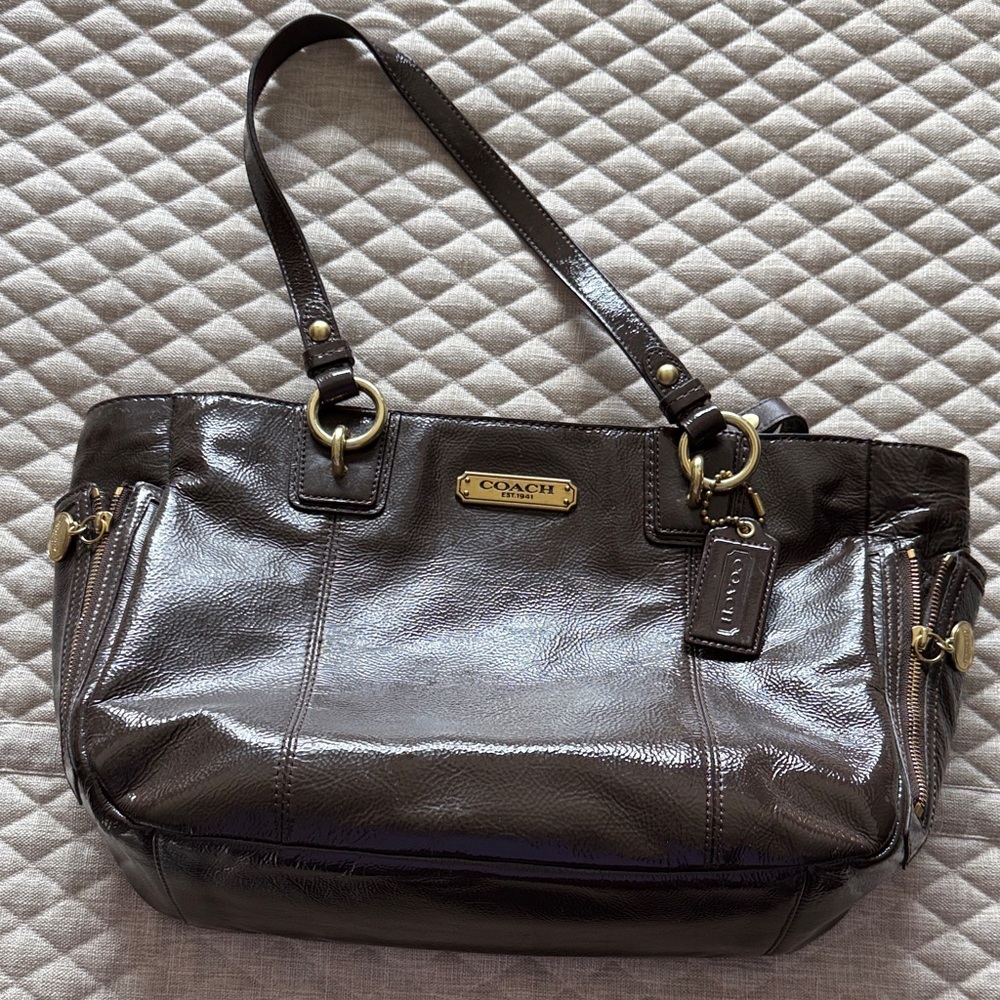 Coach Shiny Chocolate Shoulder Bag